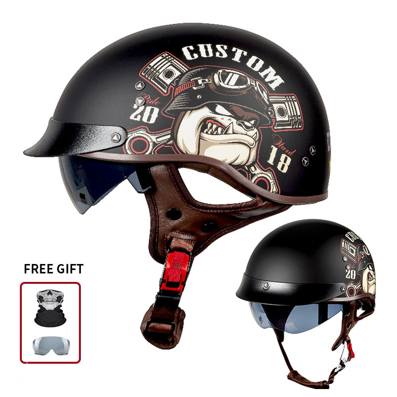 Motorcycle Gear Vintage - Helm Motor Vintage Setengah Terbuka dengan