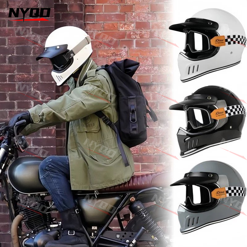 Motorcycle Gear Vintage - Helm Motor Motocross Full Face Vintage
