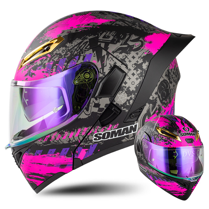 Motorcycle Gear Vintage - Helm sepeda motor pria Flip Up